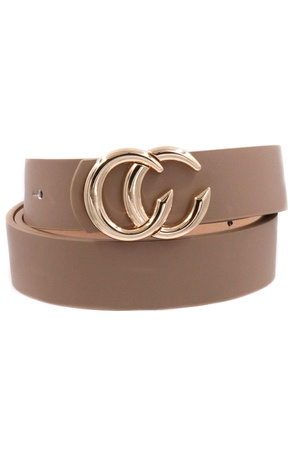 Faux Leather Double CC Buckle Belt