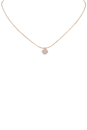 Metal Brass CZ Cube Pendant Necklace