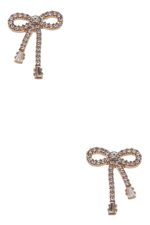 Metal Rhinestone Bow Earrings