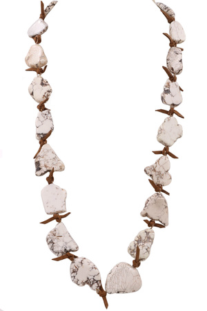 Knotted Faux/Suede Semi-Precious Stone Necklace