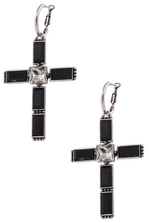 Metal Western Vintage Crystal Cross Earrings