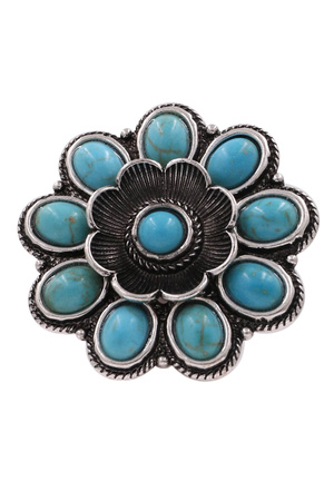 Metal Western Vintage Flower Concho Ring