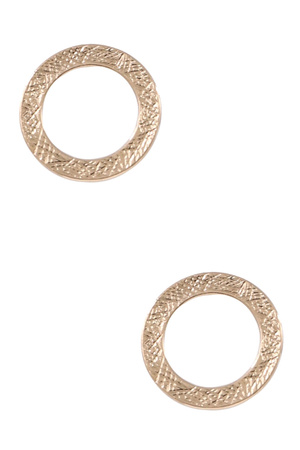Metal Textured Circle Disc Stud Earrings