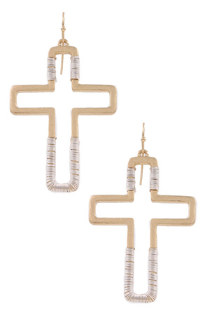 Metal Coiled Cross Drop Earrings