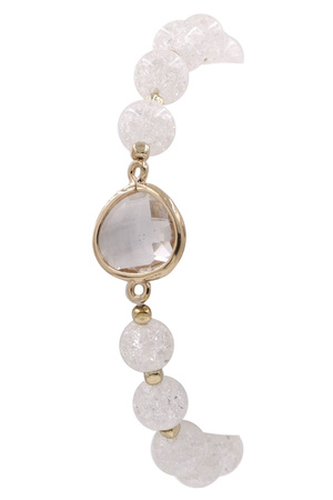 Glitter Stone Bead Teardrop Glass Stretch Bracelet