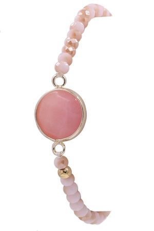 Glass Bead Circle Stone Pull Tie Bracelet