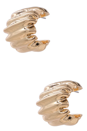 Metal Textured Half Hoop Post Earrings