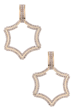 Metal Rhinestone Star Statement Earrings