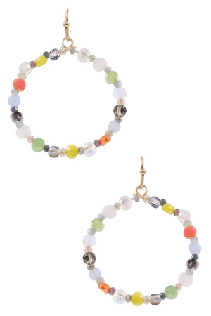 Assorted Glass Bead Hoop Earrings