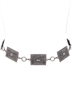 Metal Filigree Rectangle Link Chain Belt