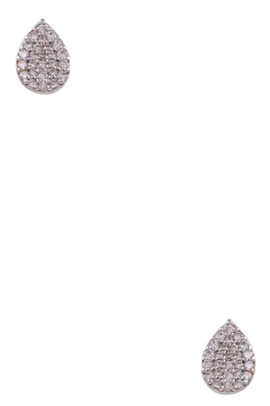 Brass Cubic Zirconia Teardrop Post Earrings