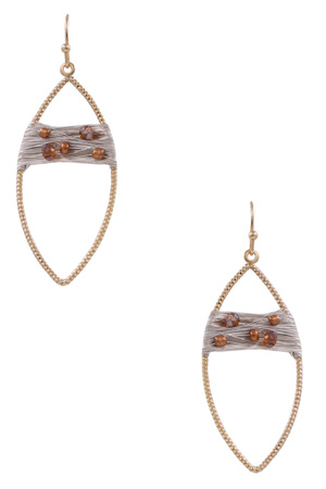 Metal Threaded Leaf Earrings