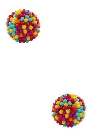 Metal Seed Bead Cluster Circle Post Earrings