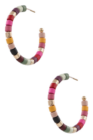 Beaded Open Hoop Earrings