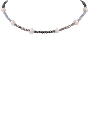 Faceted Bead Cream Pearl Necklace