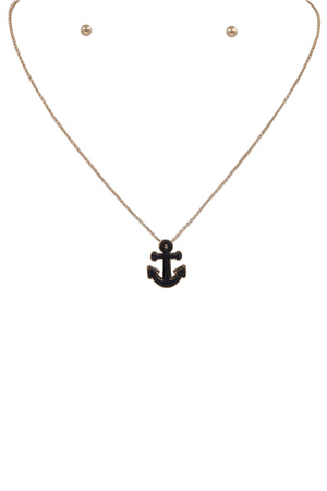 Metal Acrylic Druzy Stone Anchor pendan Necklace