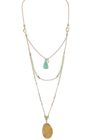 Metal Layered Acrylic Druzy Stone Pendant Necklace