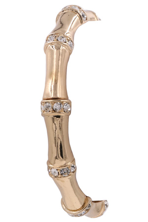 Metal Pave Bamboo Cast Linked Stretch Bracelet