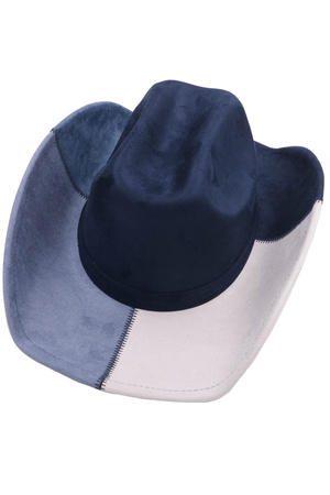 Faux Suede Color Block Cowboy Hat