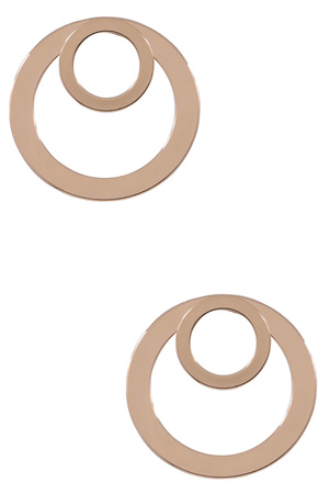 Steel Metal Double Circle Stud Earrings