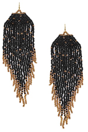 Metal Seed Bead Tassel Drop Earrings