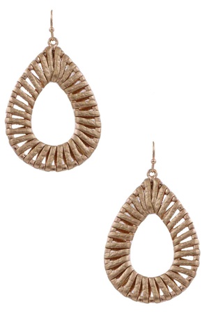 Metal Faux Leather Teardrop Dangle Earrings