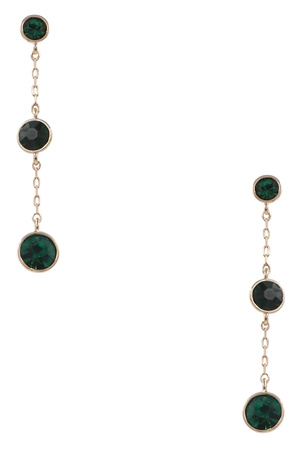 Metal 3 Stone Liner Earrings