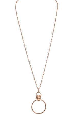 Metal Multi Ring Pendant Long Necklace