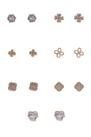 Metal Assorted Rhinestone Heart Quatrefoil Earring