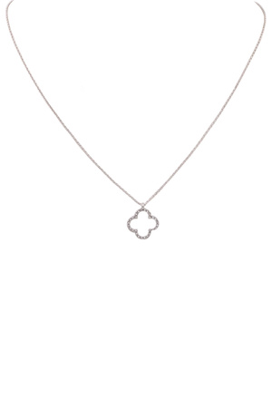 Metal Quatrefoil Rhinestone Pendant Necklace