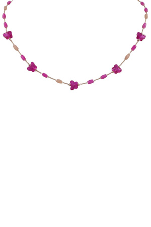 Metal Glass  Beaded Butterfly Necklace