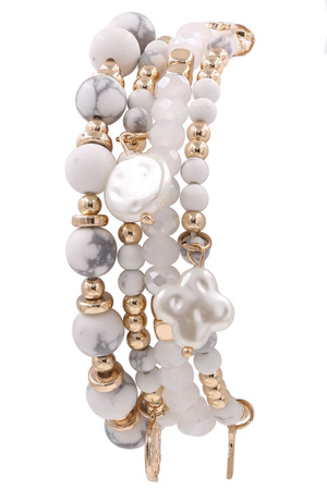 Semi Precious Stone Layered Charm Bracelet