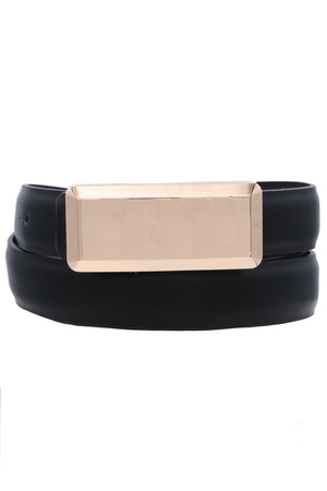 Faux Leather Nugget Bar Buckle Belt