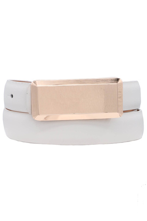 Faux Leather Nugget Bar Buckle Belt