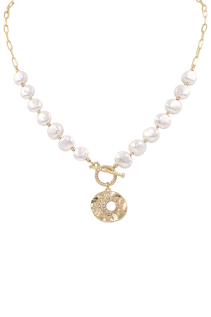 Cream Pearl Sun Moon Pendant Necklace
