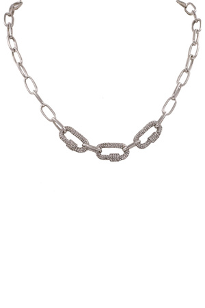 Metal Rhinestone Chain Linked Necklace