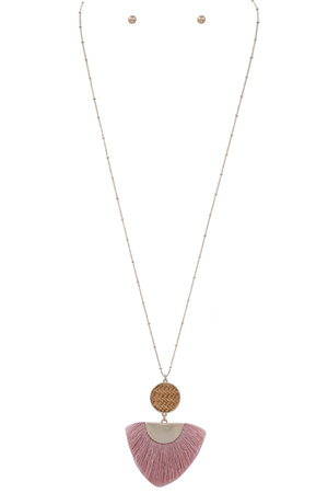 Metal Cotton Tassel Long Necklace