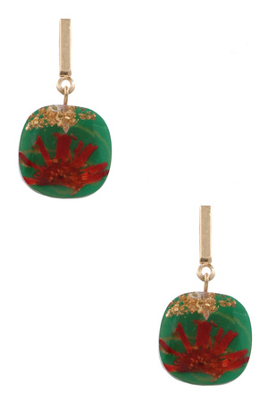 Acrylic Pressed Real Flower Drop Earrings