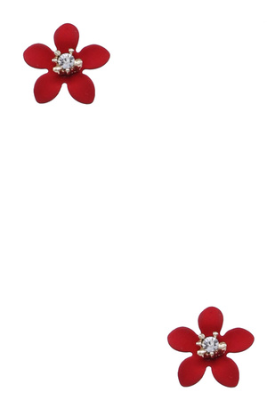 Matte Flower Rhinestone Stud Earrings
