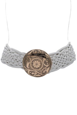 Bohemian Embossed Disc Buckle Braid Belt