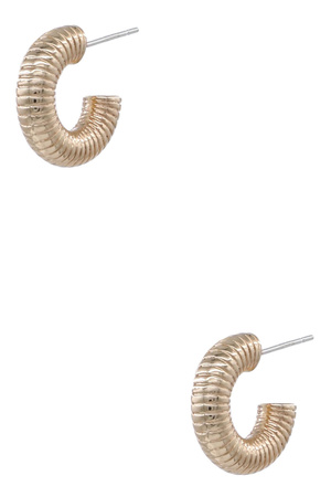 Metal Sterling Silver Textured Post Hoop Earrings