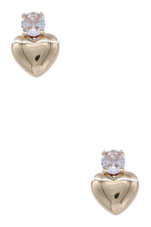 Metal Sterling Silver Post Heart  Earrings