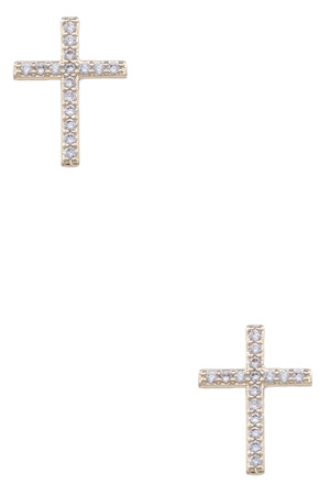 Metal Sterling Silver  Cross Post Earrings