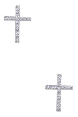 Metal Sterling Silver  Cross Post Earrings