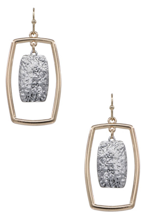 Metal Layered Hammered Dangle Earrings