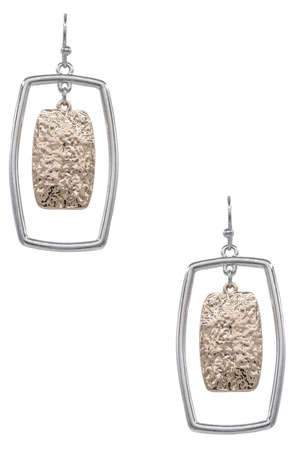 Metal Layered Hammered Dangle Earrings