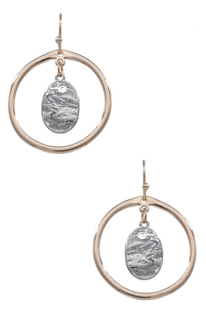 Metal Layered Hammered Circle Dangle Earrings