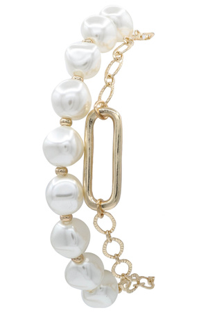 Metal Chain Cream Pearl Bracelet