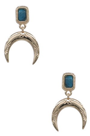 Metal Horn Turquoise Post Earrings