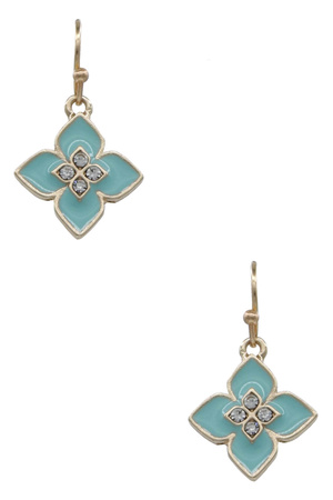 Metal Epoxy Quatrefoil Dangle Earrings